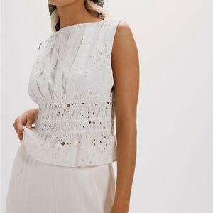 Free People White Eyelet Tank Top